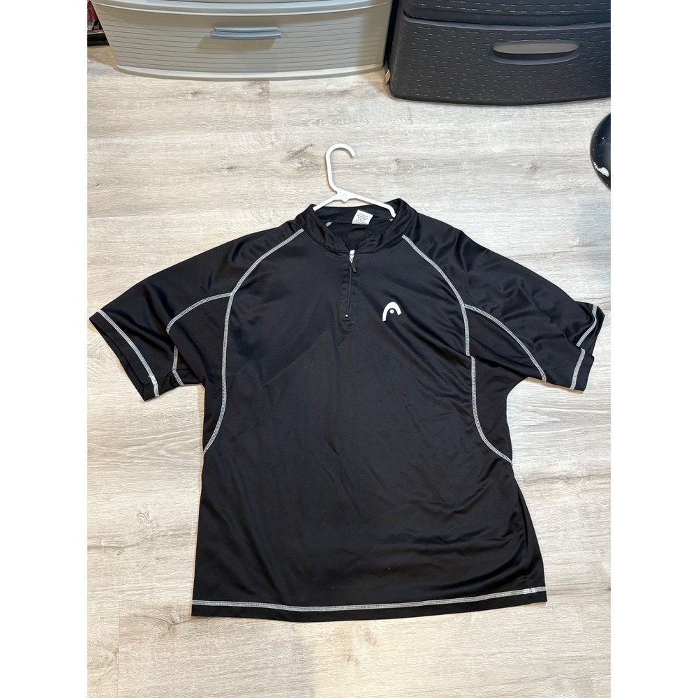 Head Penn Mens XL Black Quarter Zip Short‎ Sleeve Tennis Shirt Performance